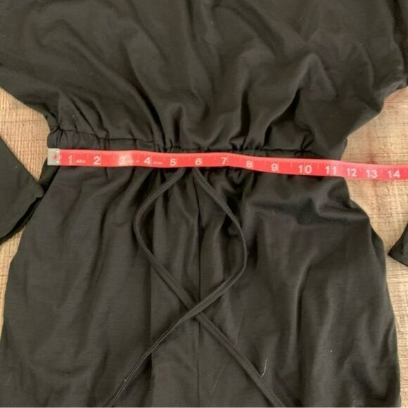 C+D+M womens size medium black long sleeve jumpsuit with cinch front tie - Picture 3 of 9